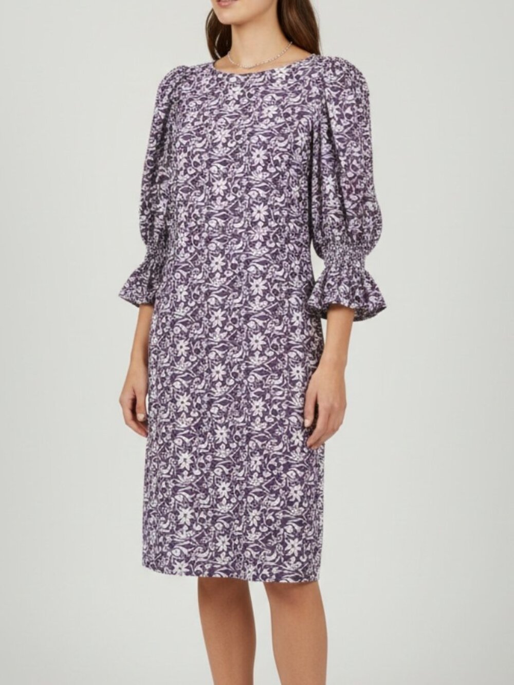 Maje Womens Purple Floral Open Back Linen Blend Mini Dress Size 42 US L